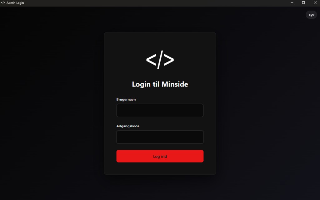 Minside Admin-login i desktop-klienten