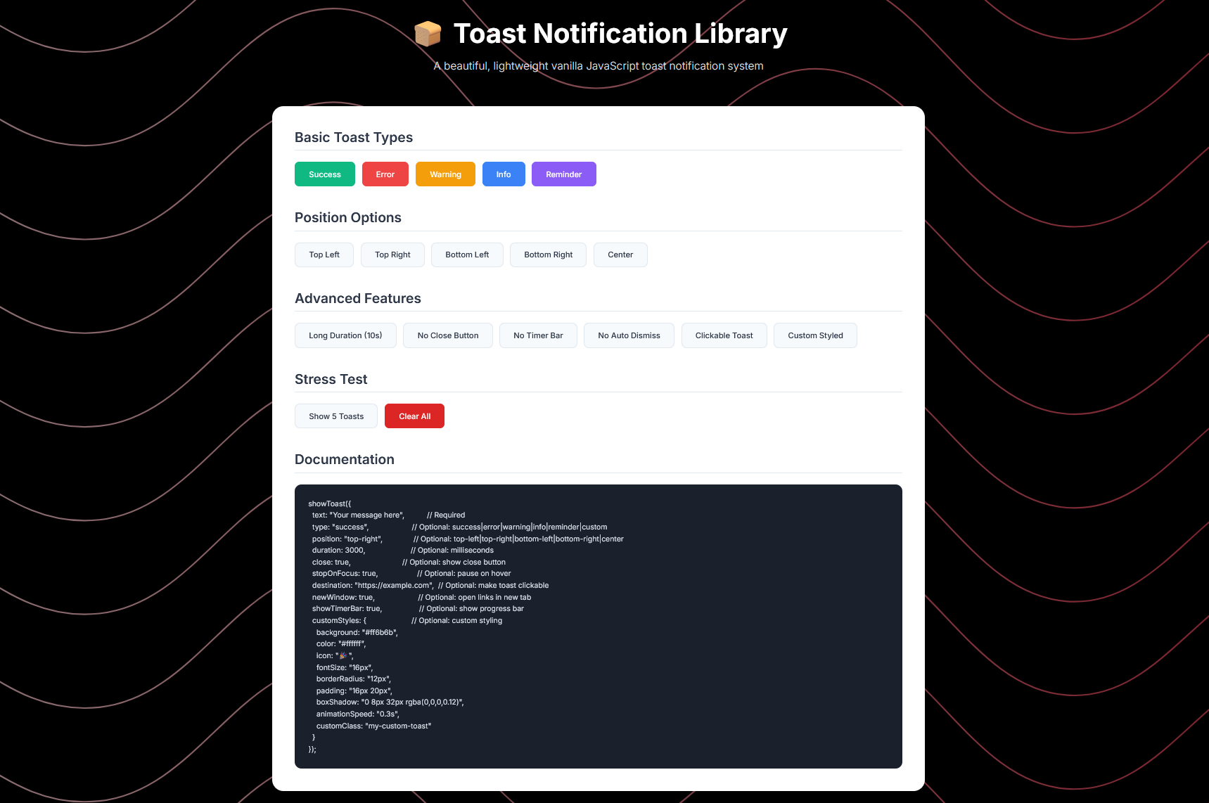 Toast Notification Library