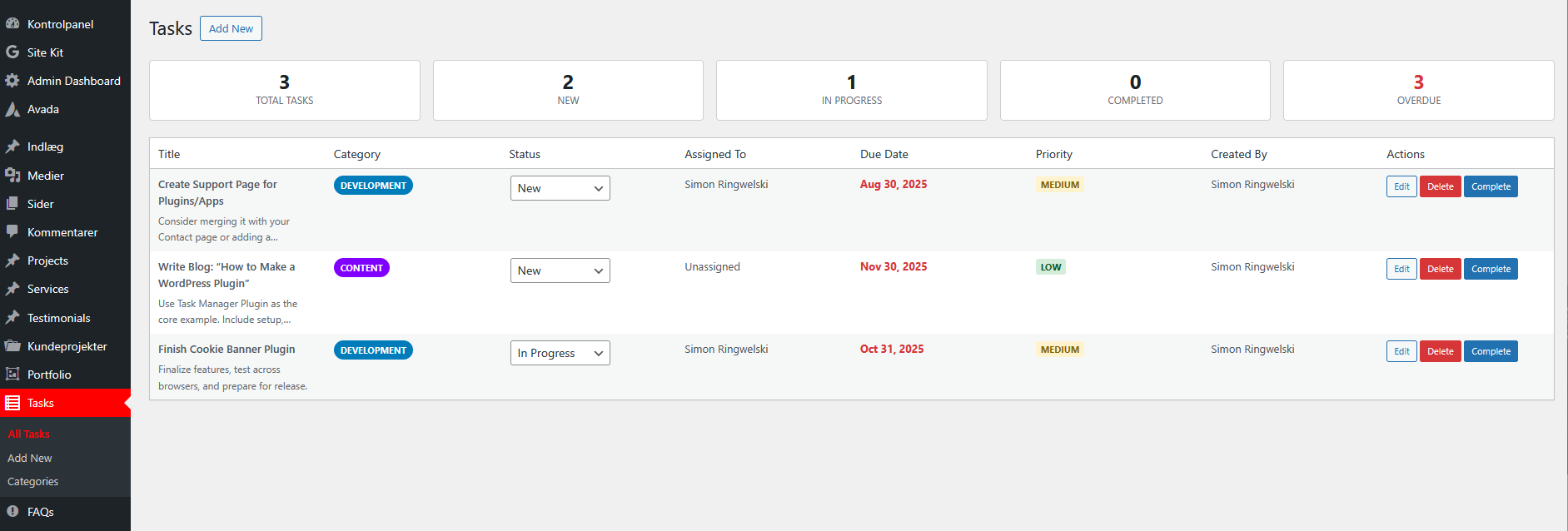 Task Manager  -  technical or metabox detail