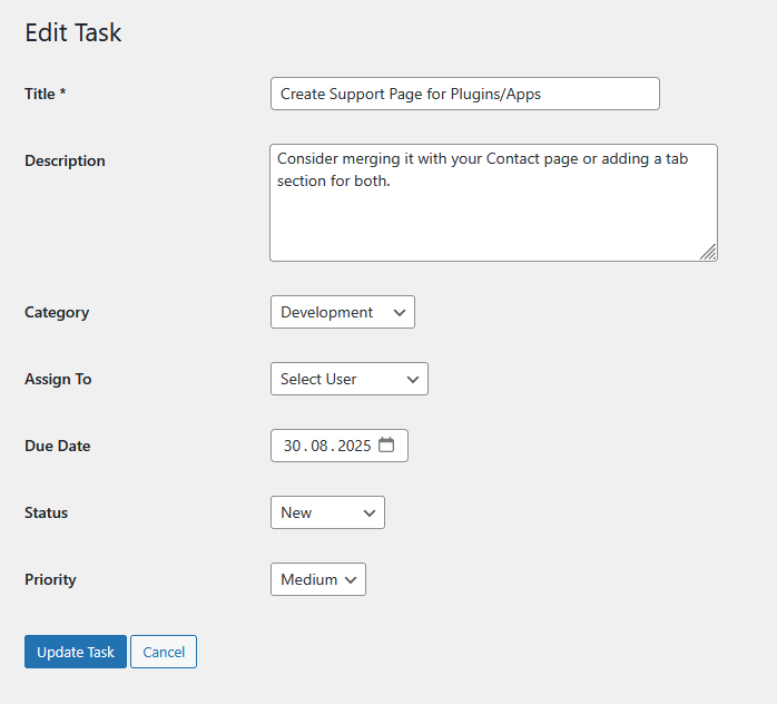 Task assignment or role-related view